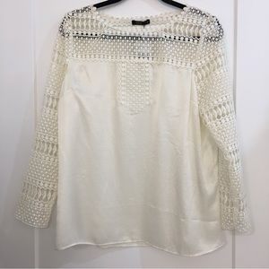 Cream (almost white) silk blend blouse. Size 14.